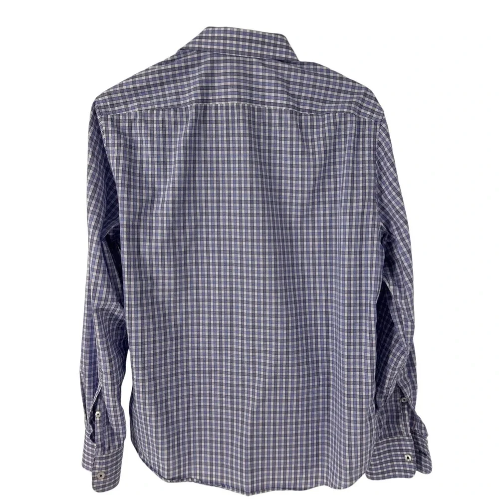 UNTUCKit Mens Small‎ Blue Gingham Check Wrinkle Free Cotton Button Down Shirt